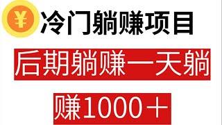 2022网上赚钱，冷门躺赚网赚项目，前期努力，后期躺赚日赚1000＋的赚钱项目！