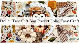 Transform Dollar Tree Gift Bag into Fall Pocket Folio Craft Fair