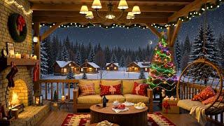 Saxophone Jazz by the Fireplace  Relaxing Winter Ambience for a Cozy Christmas Porch 