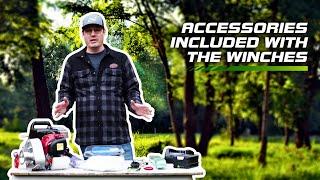 Discover the accessories included with Portable Winch and their uses.