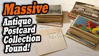 MASSIVE ANTIQUE POSTCARD COLLECTION and ephemera found in the storage locker I bought at auction