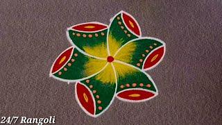 2 Easy creative Rangoli Design 24/7 Rangoli  Latest Kolam Freehand Muggulu Design Amazing Kolams