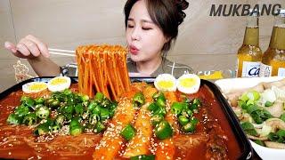 SUB) 땡초가득 매콤 쫄면 통가래떡 떡볶이 & 꼬불 어묵탕까지 분식 먹방 SPICY CHEWY NOODLE TTEOKBOKKI REAL SOUND ASMR MUKBANG