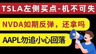 美股 TSLA左侧买点出现，机不可失！NVDA如期反弹，下一步是加仓？AAPL勿追买，短线小心回落！本期股票AAPL NVDA MARA TSM TSLA SMCI