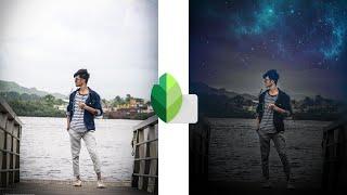 Snapseed Night Sky Background Change Manipulation Editing | Snapseed Photo Editing Tutorial