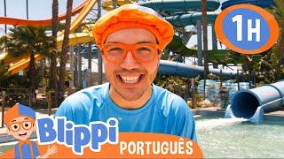 Blippi no Parque Aquático! | 1 HORA DE BLIPPI BRASIL! | Blippi em Português | Vídeos Educativos