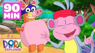 Boots & Swiper's Funniest Moments in Dora the Explorer for 90 Minutes! | Dora & Friends