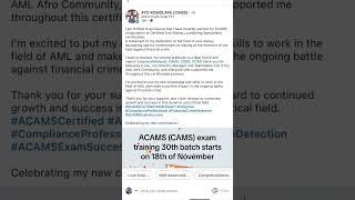 Ayo from USA joined my 16th Batch in Sept-2022 and passed his ACAMS (CAMS) exam yesterday! #shorts