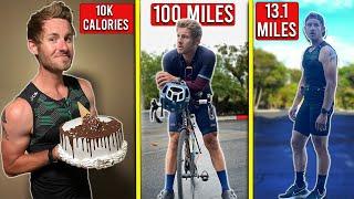 Eating 10,000 Calories | Biking 100 Miles | Running 13.1 Miles for 10 Days in a Row!