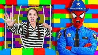 Chief Soyay Try to Escape From Spider-Man And Paw Patrol Chase Lego Prison Live Action!