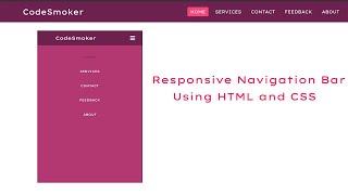 Responsive Navigation Bar Tutorial | HTML CSS | CodeSmoker