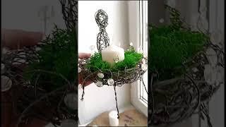 Wire wrapped sculpture - bird  nest - wabi Sabi , rustic decor, boho decor