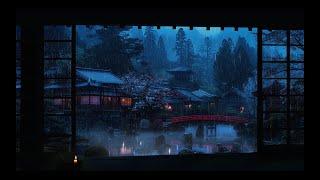 Evening Rain On a Zen Monastery In Japan's Mountains, For Sleep, Study, Relaxation | ASMR