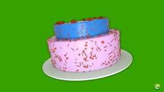 3D Birthday Cake || Green screen HD animation cake||3d