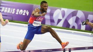 American Rai Benjamin beats world-record-holder Karsten Warholm for gold in 400-meter hurdles