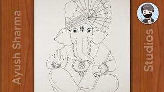 Ganesh ji Pencil Drawing Easy || Ganesh Chaturthi Drawing, Lord Ganesh Drawing Outline