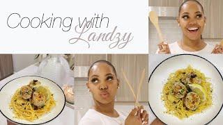 CookingWithLandzy! |  Creamy Lemon Pasta & Chicken Meatballs