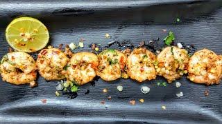 BUTTER GARLIC PRAWNS | garlic prawns in lemon butter sauce | continental style prawn starter recipe