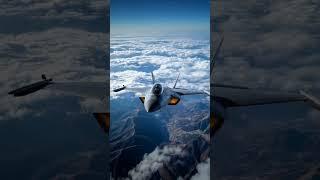 Futuristic 5th gen Stealth fighter aircraft FLIGHT over the clouds