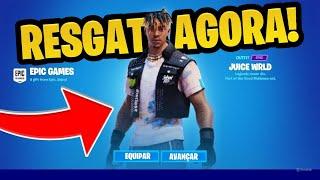 RESGATE AGORA! COMO PEGAR a NOVA SKIN GRÁTIS do JUICE WRLD ANTECIPADO no FORTNITE REMIX PS4/XBOX/PC