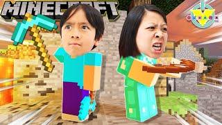 Mommy Plays Minecraft For The First Time And Wins! Let's Play Minecraft Ryan Vs Mommy