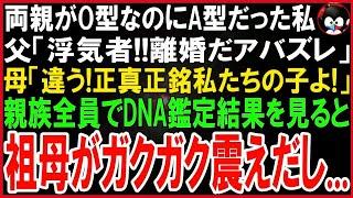 【スカッとする話】両親がO型なのにA型だった私   父「この尻軽女！離婚だアバズレ！」母「正真正銘私たちの子！DNA鑑定しましょう！」家族会議で鑑定結果を見ると祖母がガクガク震えだし