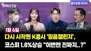 [01월 06일 마감시황] 다시 시작된 K증시 ‘믿음챌린지’, 코스피 1.8%상승 “이번엔 진짜지..?” f. 김장열, 하창완, 명민준, 박가영 [클로징벨 라이브]