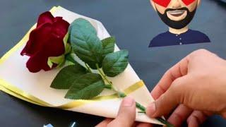 طريقة تغليف ورده بسيطة ، how to wrapping a bouquet of flowers