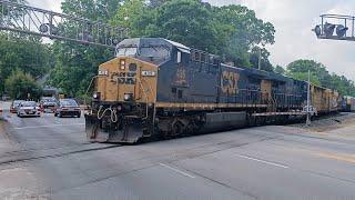 CSXT 435 leads CSX U644 at Huger Street Columbia SC on the CSX Columbia Subdivision the S-Line