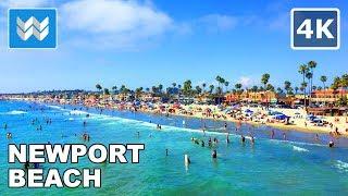 Walking along Newport Beach in Orange County, California 【4K】