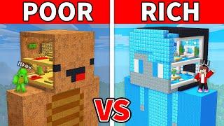 JJ and Mikey: POOR vs RICH SECRET INSIDE HEAD House Build Battle in Minecraft - Maizen