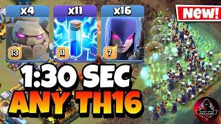 Epic Strategy! TH16 Zap Quake Witch is the Easiest TH16 Attack Strategy in Clash of Clans