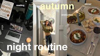 realistic and cozy autumn night routine‍️ yoga, bath, studying & pinterest