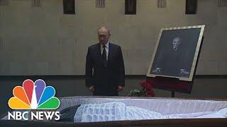 President Putin Lays Flowers At Coffin Of Soviet Leader Mikhail Gorbachev