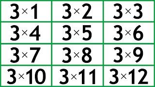 3 x Times Multiplication Table for Kids - Fun & Simple Math Equations for Elementary School Children