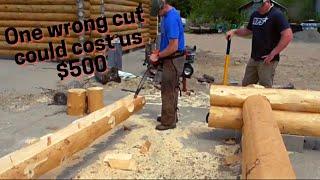 Hand Crafted Log Homes: Precision chainsaw work, The final scribe!!