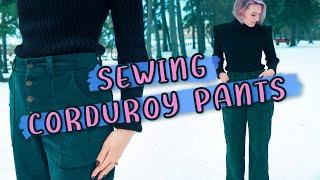 Sew Lander Pants in Green Corduroy with me 