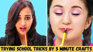 Trying SCHOOL Tricks and HACKS by 5 Minute Crafts