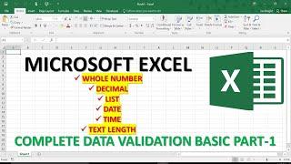 DATA VALIDATION PART-1 BASIC || IN MICROSOFT EXCEL