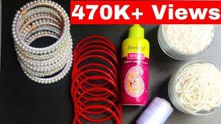 Silk Thread Bangles |How to make pearl bangles at home | #Reuseoldbangles#diybangles