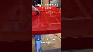 How we vinyl wrapped our front door instead of painting it. #vvivid  #wrap #reddoor