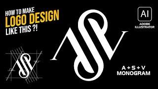 design a monogram logo illustrator tutorial | ASV monogram logo design illustrator