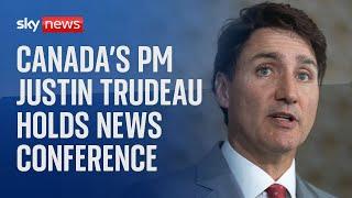 Canada's Prime Minister Justin Trudeau holds a news conference