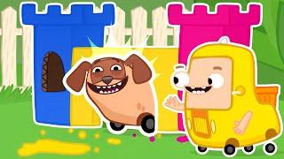 Cars learn to take care of a puppy. The Wheelzy Family cartoons for kids. Funny cars adventures.