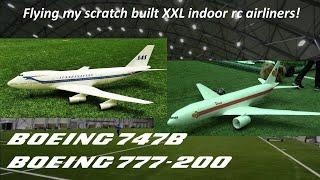 XXL indoor rc airliners - Boeing 747 and Boeing 777 - flying my depron airliners at huge venue