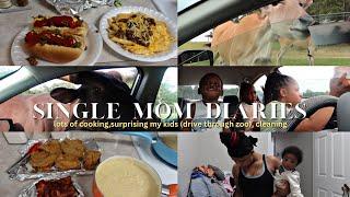 SINGLE MOM OF 3 vlog | lots of cooking, surprising my kids (drive through zoo), cleaning