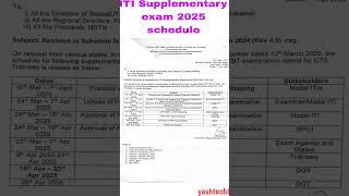 ITI Supplementary Exam Schedule | ITI Exams Update 2025
