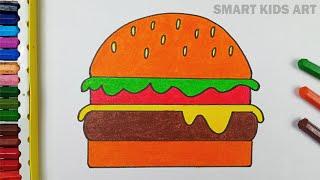 How To Draw A Burger | Burger Drawing | Easy Drawing | Draw Smart