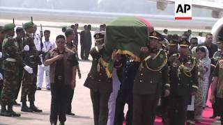 President Zillur Rahman's body arrives home after he died in hospital in Singapore aged 84