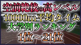 【超高速化】大学別 10000m上位10人平均ランキング TOP20【駅伝】